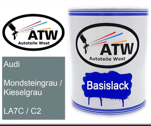 Audi, Mondsteingrau / Kieselgrau, LA7C / C2: 1L Lackdose, von ATW Autoteile West.